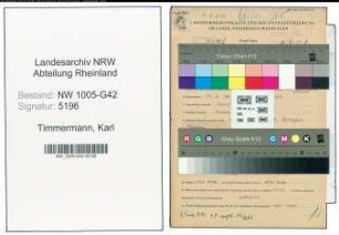 Entnazifizierung Karl Timmermann , geb. 10.02.1914 (Techn.Angestellter)