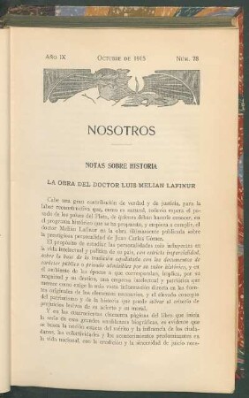 Notas sobre historia : La obra del doctor Luis Melián Lafinur