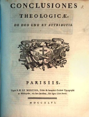 Conclusiones theologicae de Deo uno et attributis