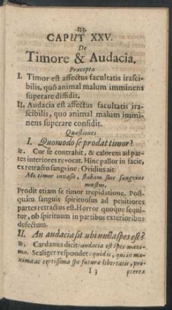 Caput XXV. De Timore & Audacia
