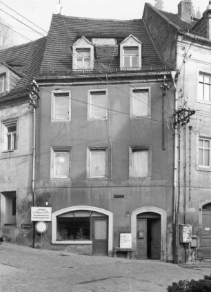 Meißen-Altstadt, Hohlweg 7. Wohnhaus mit Laden (16. Jh.). Straßenfront