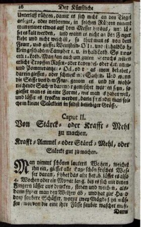 Caput II. Von Stärck- oder Krafft-Mehl zu machen.