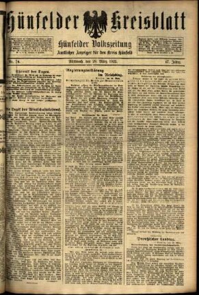 Ausgabe vom Mittwoch, den 29. März 1922.
