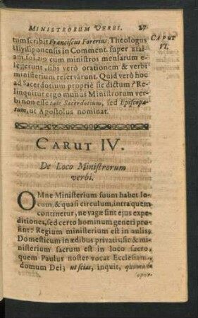Caput IV. De Loco Ministrorum verbi.