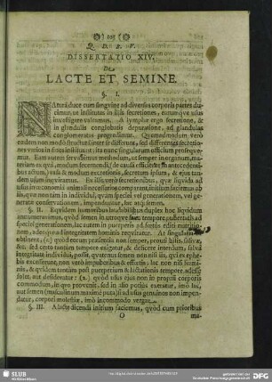 Dissertatio XIV. De Lacte Et Semine
