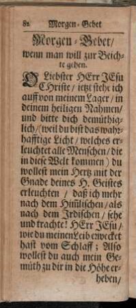 Morgen-Gebet, wenn man will zur Beichte gehen