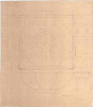 Fischer, Theodor; Würzburg, Münsterplatz; Sparkasse - Rinnenkessel (Schnitt, Details)