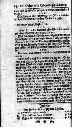 Inhalt des fünf und viertzigsten Theiles.