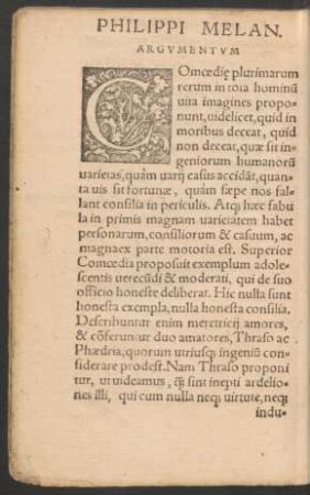 Philippi Melan. Argumentum