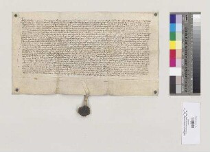 Rudolf Preysinger von Wolnzach, Ritter, verpfändet 15 Schäffel Roggen auf die Vogtei in Niederlauterbach, nachdem er sich von Thomas Minnhauser 300 ungarische Goldgulden geliehen hat. Darüber setzt er Heinrich Preysinger von Wolnzach und Erhard Steindlinger zu Bürgen. S1=A. S2: Heinrich Preysinger von Wolnzach. S3: Erhard Steinlinger