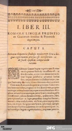 Liber III. Romanæ Linguæ Eruditio ex Græcorum fontibus & Proverbiis deprompta