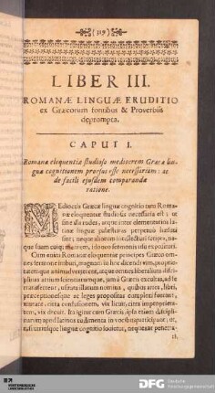 Liber III. Romanæ Linguæ Eruditio ex Græcorum fontibus & Proverbiis deprompta