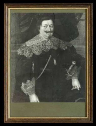 Foto eines Porträts eines nicht identifizierten Mannes, 17. Jh., Original Historisches Museum Frankfurt am Main, 19 cm hoch x 14 cm breit, im Glasrahmen