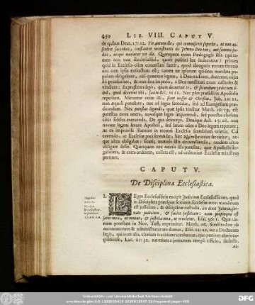Caput V. De Disciplina Ecclesiastica.