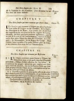 Chapitre VI. Des Idées Simples qui viennent par Reflexion