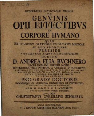 Diss. inaug. med. de genuinis opii effectibus in corpore humano