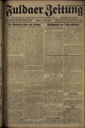 Erste Ausgabe vom Freitag, den 07. März 1930.