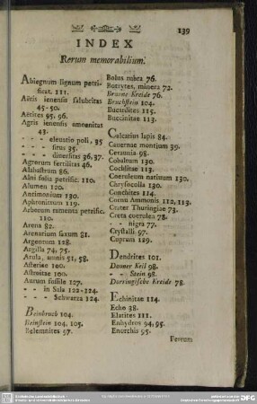Index Rerum memorabilium