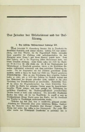 Das Zeitalter des Absolutismus und der Aufklärung