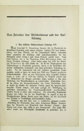 Das Zeitalter des Absolutismus und der Aufklärung
