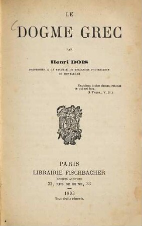 Le dogme grec