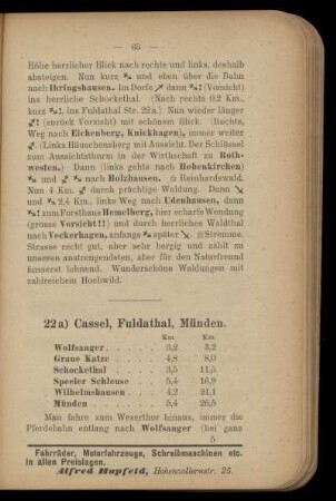 22a) Cassel, Fuldathal, Münden