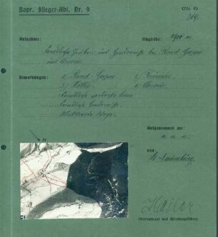 Foto von feindlichen Gräben und Hindernissen bei Rond-Gazon und Closerie (Luftbild)