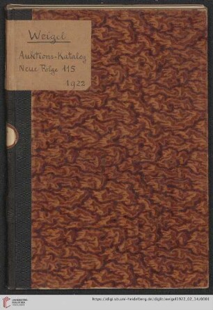 Nr. 115: Auktionskatalog / Oswald Weigel: Auktionskatalog