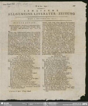 Jenaische Allgemeine Literatur-Zeitung, Nr. 292, vom 21.12.1811, Jena