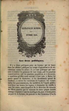 Almanach suisse : recueil mensuel, instructif et amusant. 2. 1846, Okt.