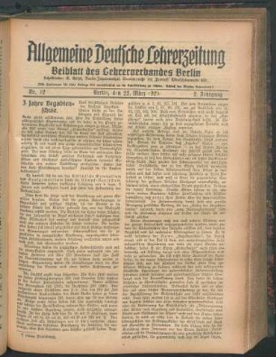 Beiblatt des Lehrerverbandes Berlin. - 2.1921, Nr. 12