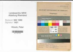 Entnazifizierung Peter Kloock , geb. 06.12.1905 (Feuerwehrmann)