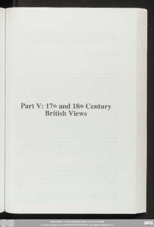 Part V: 17th and 18th Century British Views