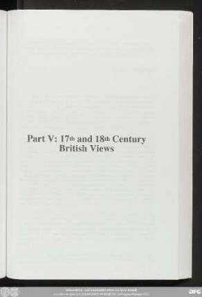 Part V: 17th and 18th Century British Views