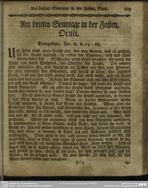 Am dritten Sonntage in der Fasten, Oculi. Evangelium, Luc. 11. v. 14-28