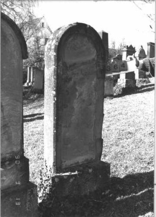 Grabstein 364 (Index: 99786223) Zustand: Vorderseite vollständig abgeblättert Maße HxBxT: 184x66x17 cm: Grabstein 364