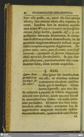 §. XXXI. Quare Deus permiserit talia magis facta edere?