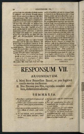 80-99, Responsum VII. Merita in proc. banni: Pater defensor filii. - Responsum VIII. Separatio hypothecariis defuncti credd. necessaria