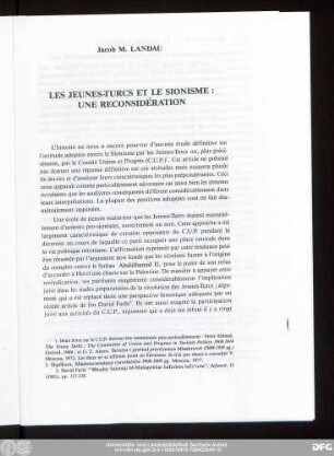 Jacob M. Landau Les Jeunes-Turcs Et Le Sionisme: Une Reconsidération