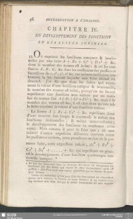 Chapitre IV. Du Developpement Des Fonctions En Des Suites Infinies