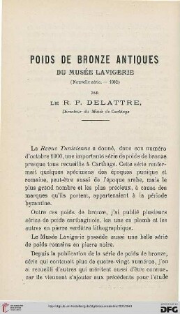 Sér. 4: Poids de bronze antiques du musée la Vigerie : (Nouvelle série. - 1902)