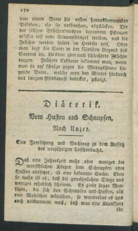 Diätetik. Vom Husten und Schnupfen
