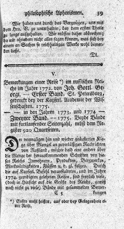 Bemerkungen einer Reise im Rußischen Reich im Jahre 1772, in den Jahren 1773 und 1774. Bd.1.2.