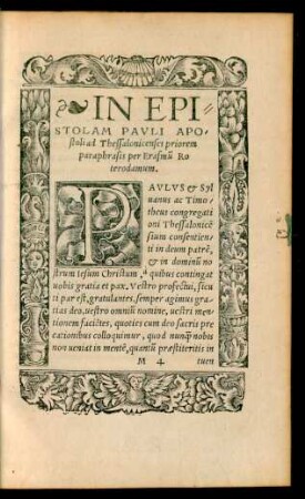 In Epistolam Pauli Apostoli ad Thessalonicenses priorem paraphrasis per Erasmum Roterodamum.
