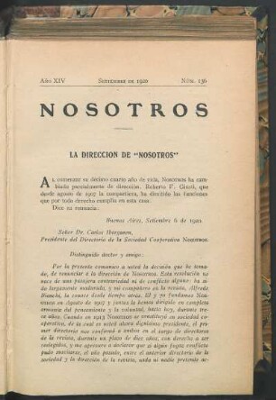 La dirección de "Nosotros"