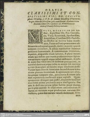 Oratio Inuitationis D. Christophori Walchii