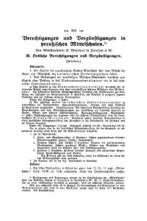 Berechtigungen und Vergünstigungen in preußischen Mittelschulen : (Fortsetzung)