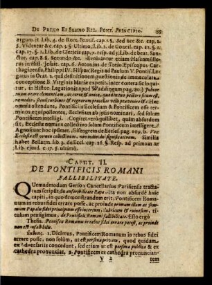 Caput II. De Pontificis Romani Fallibilitate.