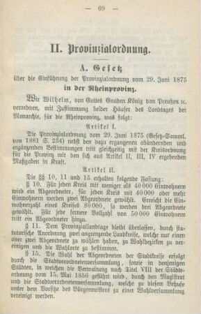 II. Provinzialordnung