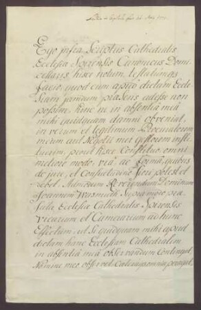 Procuratorium des Christoph Philipp von Hohenfeld für den Vikar Wassmuth.
